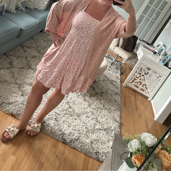 Old Navy | Coral Tiered Floral Paisley Swing Dress - Picture 7 of 7